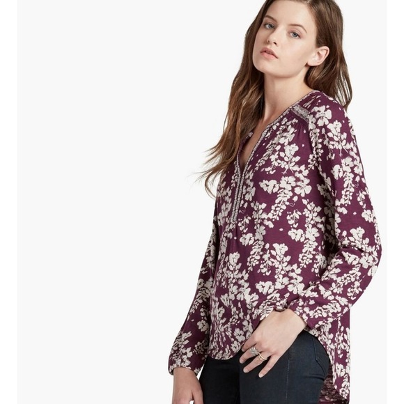 Lucky Brand Boho Mixed Peasant Top Women’s Size Small - Picture 1 of 12